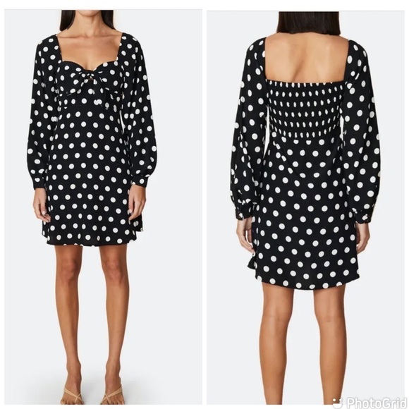 New Faithfull the Brand Isobel Sweetheart Long Sleeve Mini Dress - Picture 2 of 12